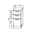 СЯШ 300 (шкаф нижний 3 ящика, без столешницы) Лофт бетон светлый