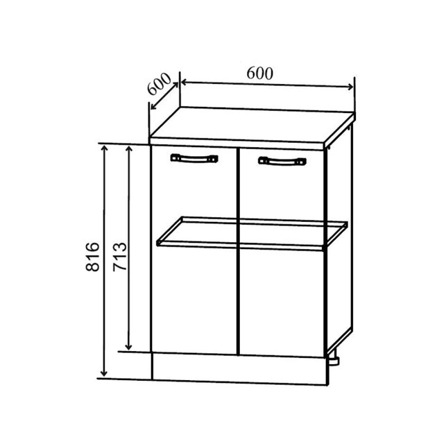 С 600 (шкаф нижний, без столешницы 2-дверный) Лофт бетон светлый